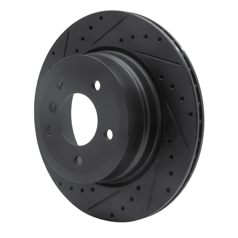 BMW 528I xDrive Brake Rotor (1) - Rear Left - R1 Concepts - Drilled & Slotted - Black - `06-`10